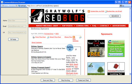 Comment screen for CommentKahuna